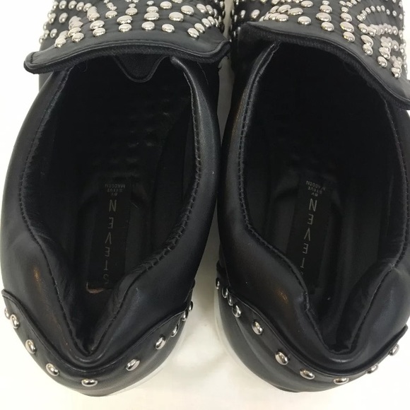 Steven Steve Madden Smash Studded Black Loafers - Picture 5 of 8